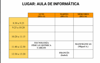 Calendario xaneiro de exames materias pendentes ESO