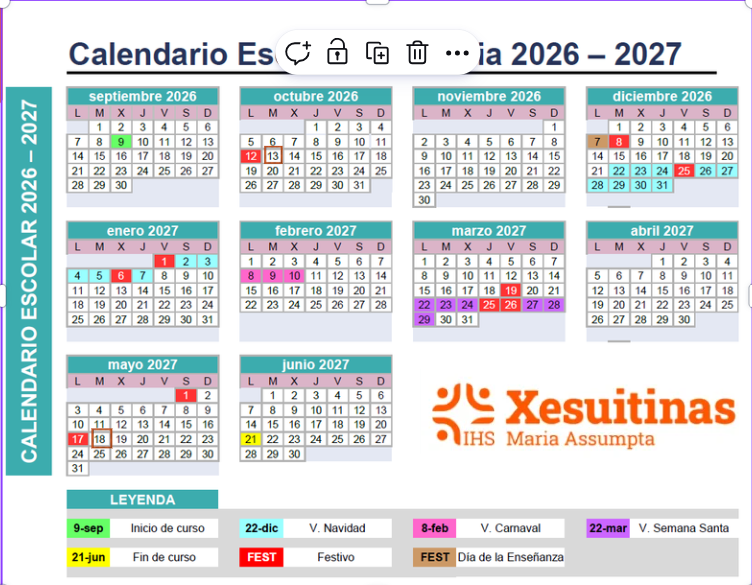Calendario Escolar 26/27 Calendario Escolar 26/27